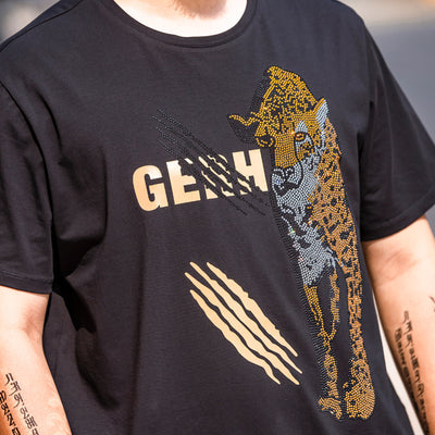 Camiseta Hombre Talla Grande con Diseño Leopardo y Strass - Image 5