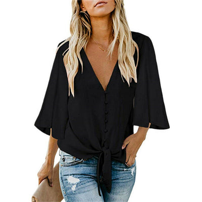 Blusa de Gasa con Mangas Volantes