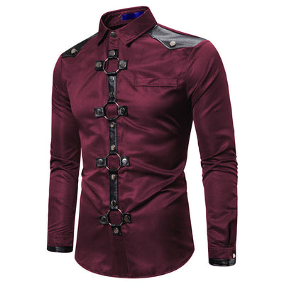 Camisa Gótica Casual de Manga Larga con Remaches para Hombre - Image 4
