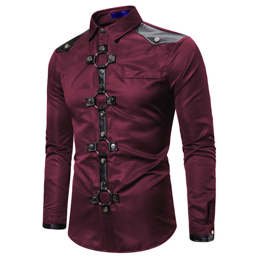 Camisa Gótica Casual de Manga Larga con Remaches para Hombre - Image 4