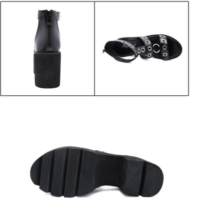 Sandalias de Tacón Grueso con Anillo Metálico Hueco - Image 6