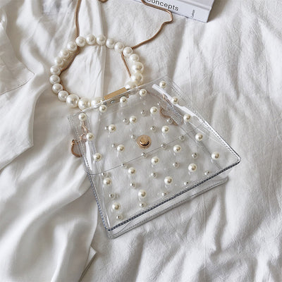 Bolso de hombro transparente con perlas para mujer - Image 11