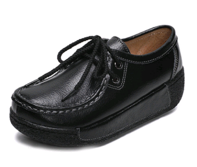 Zapatos Casuales de Cuero con Cordones y Suela Gruesa para Mujer - Image 3