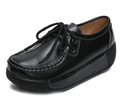 Zapatos Casuales de Cuero con Cordones y Suela Gruesa para Mujer - Image 3