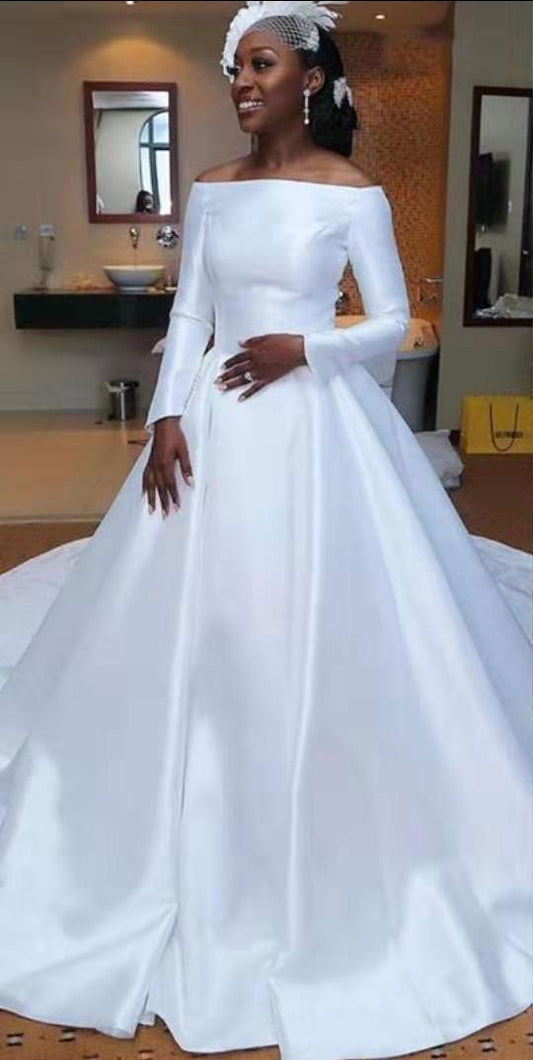Vestido de Novia Elegante con Manga Larga Estilizadora