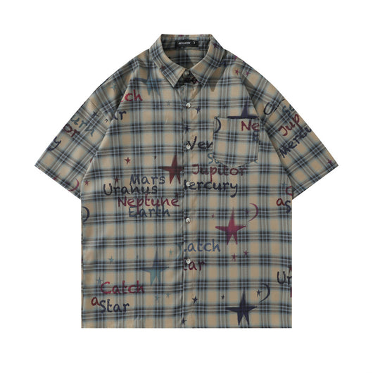 Camisa de Cuadros Manga Corta con Degradado para Hombre - Image 11