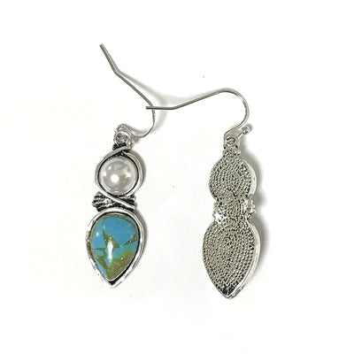 Aretes étnicos vintage con piedra azul en forma de gota - Image 3