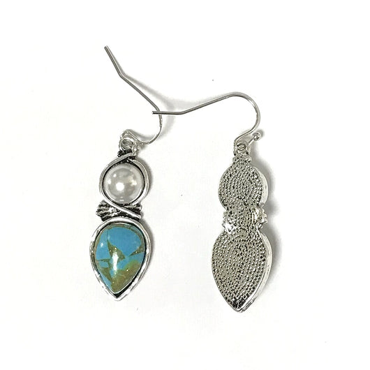 Aretes étnicos vintage con piedra azul en forma de gota - Image 3