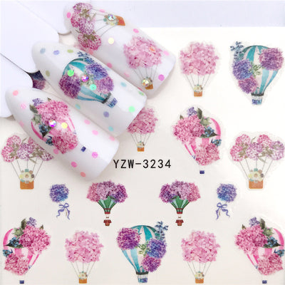 Stickers de Arte en Uñas con Globo Aerostático y Flores - Image 24