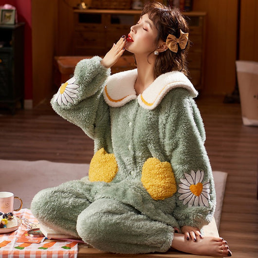 Pijama Coreano Grueso y Suave de Franela para Casa - Image 29