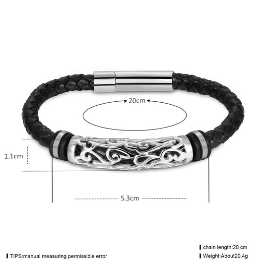 Pulsera de Cuero y Acero Inoxidable Estilo Punk - Image 2