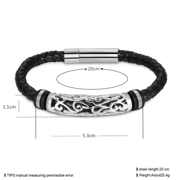 Pulsera de Cuero y Acero Inoxidable Estilo Punk