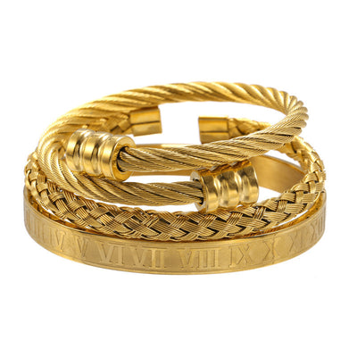 Pulsera de Acero Titanio Estilo Punk con Diseño Romano - Image 57
