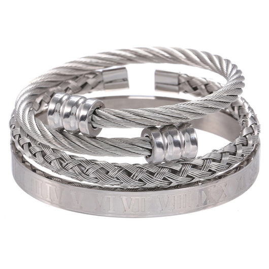 Pulsera de Acero Titanio Estilo Punk con Diseño Romano - Image 51