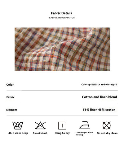 Pantalones de Lino Ancho Cuadros Mujer - Cómodos y Transpirables - Image 9