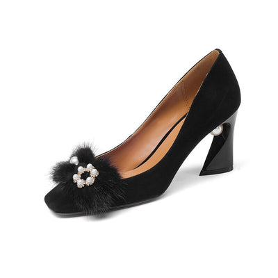 Zapatos de Cuero para Mujer con Tacón Grueso y Detalles de Perlas y Strass - Image 10