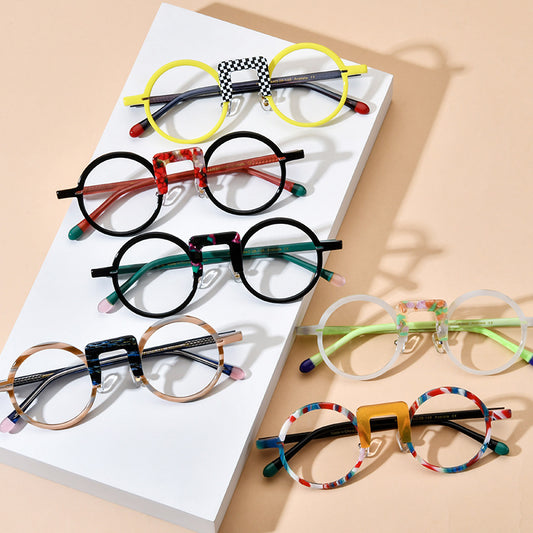 Gafas Redondas Unisex con Marco Mixto Multicolor