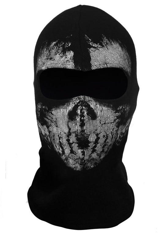 Black balaclava with a white skull face print, featuring dark eye holes, ideal for Halloween or cold weather. - Image 14