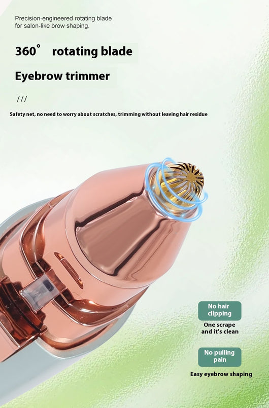 Two mint green and rose gold 2-in-1 electric eyebrow shaping devices with USB cables and packaging. - Image 16