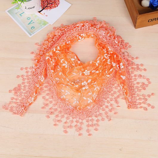 Pañuelo de Seda con Encaje y Flecos Creativos para Mujer - Image 16