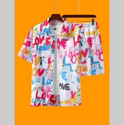 Conjunto de Pantalón y Playera Estampada 3D Suelta para Hombre - Image 10