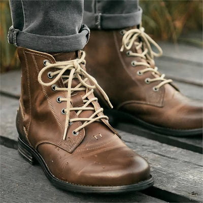Botas Vaqueras Retro Hombre con Cordones Martin Punta Redonda Tacón Bajo - Image 2