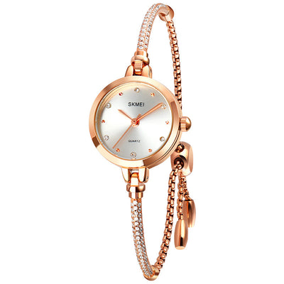 Reloj Pulsera Cuarzo para Mujer Diseño Malla Oro Rosado Verde Tendencia - Image 13