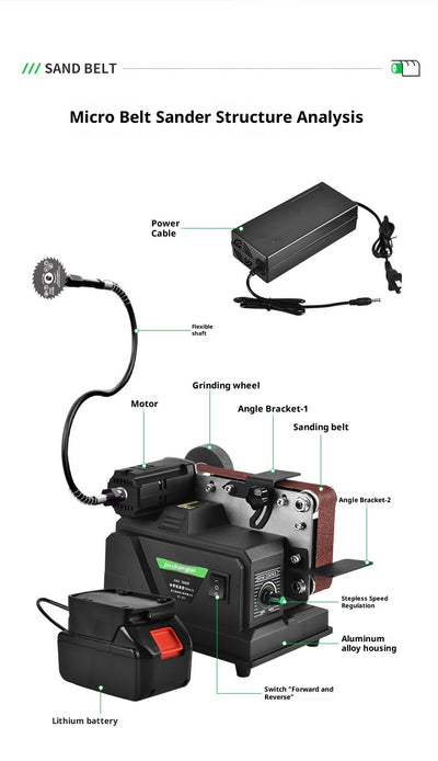Lijadora de Banda Eléctrica Compacta para Pulido y Acabado DIY - Image 20
