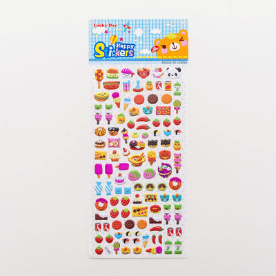 Sheet of colorful puffy alphabet stickers with cute cartoon animals, food, and objects for decoration. - Image 13