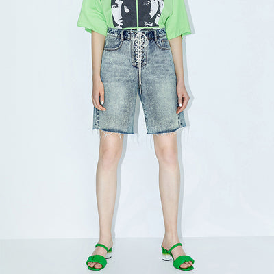 Shorts de Mezclilla Talle Alto con Tirantes para Mujer - Image 9