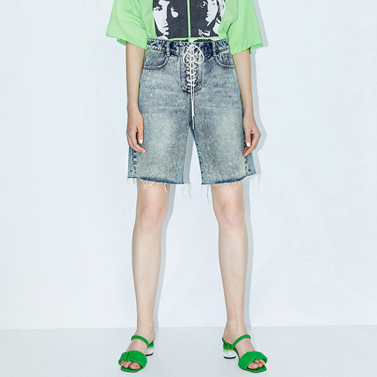 Shorts de Mezclilla Talle Alto con Tirantes para Mujer - Image 9