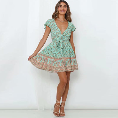 Vestido corto estampado con cintura anudada - Image 14