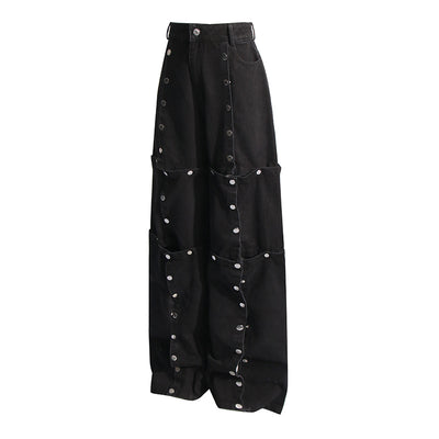 Jeans Talle Alto Irregular con Botones Desmontables - Image 4