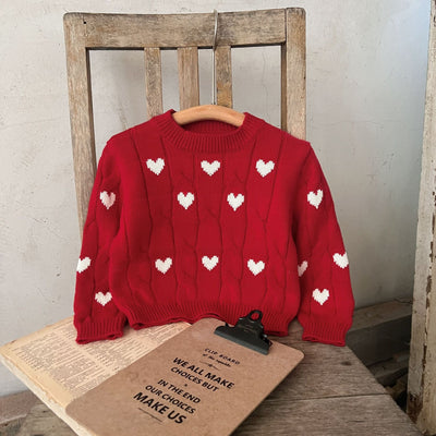 Suéter Infantil de Algodón Niño y Niña Cuello Redondo Rojo - Image 48