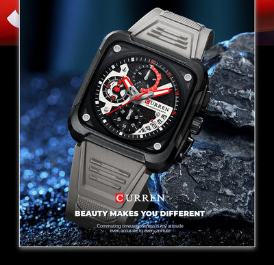 Reloj de Pulsera Cuadrado Multifunción con Seis Agujas para Hombre - Image 20