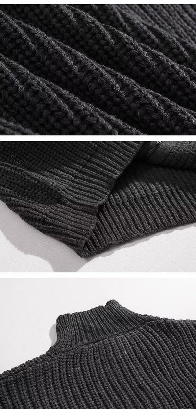 Suéter Cuello Alto Medio Hombre Primavera Otoño Estilo Relajado Color Sólido - Image 9