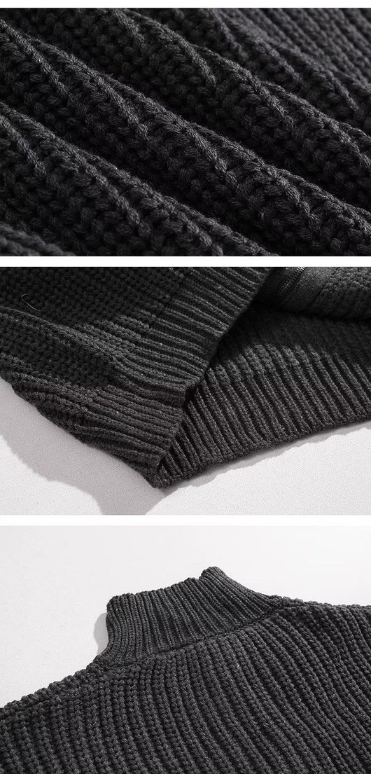 Suéter Cuello Alto Medio Hombre Primavera Otoño Estilo Relajado Color Sólido - Image 9