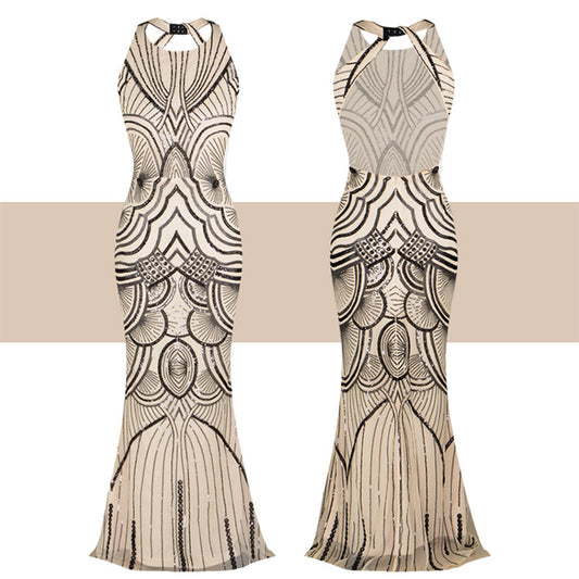 Vestido Largo Cola de Pez Elegante Estilo Europeo
