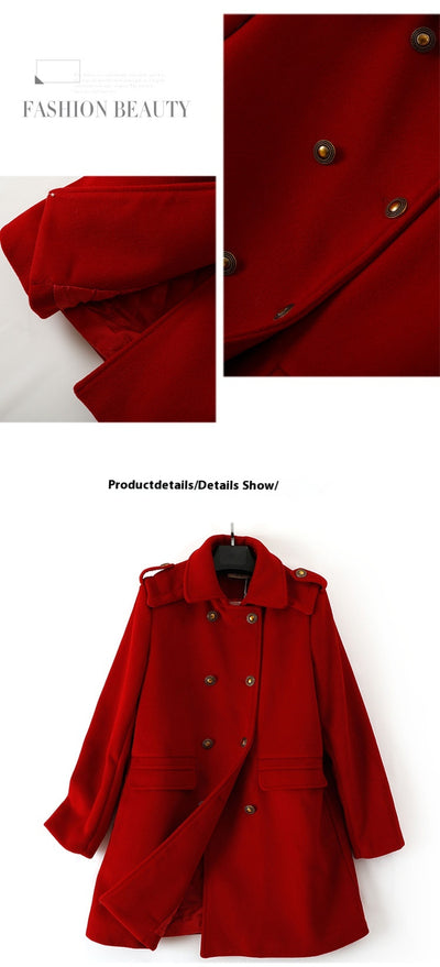 Abrigo de Lana Cruzado Estilo Coreano para Mujer - Image 13