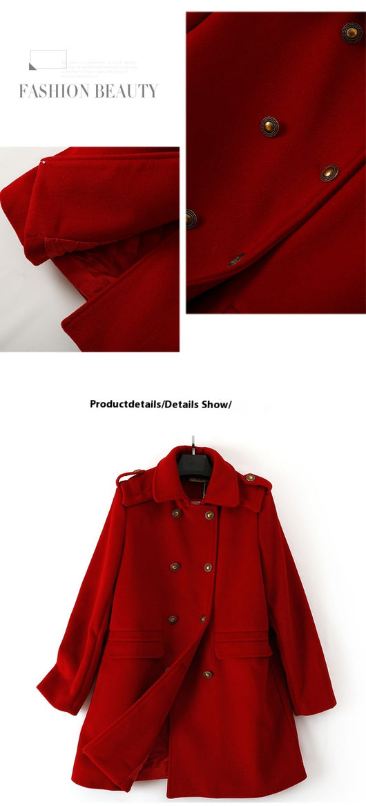 Abrigo de Lana Cruzado Estilo Coreano para Mujer - Image 13