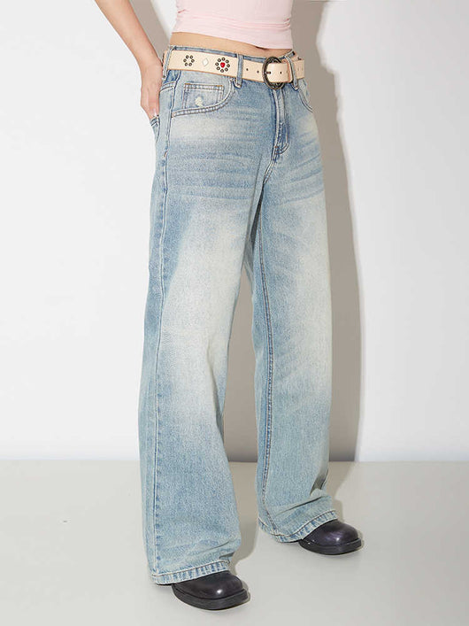 Pantalones Vaqueros de Pierna Ancha Cintura Alta para Mujer - Image 3