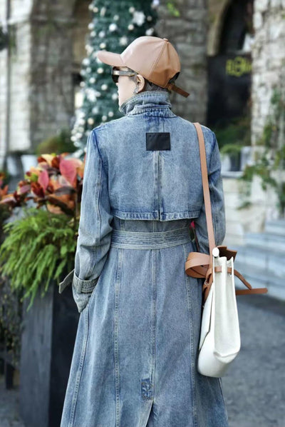 Abrigo Trinchera Denim Retro con Personalidad - Image 15