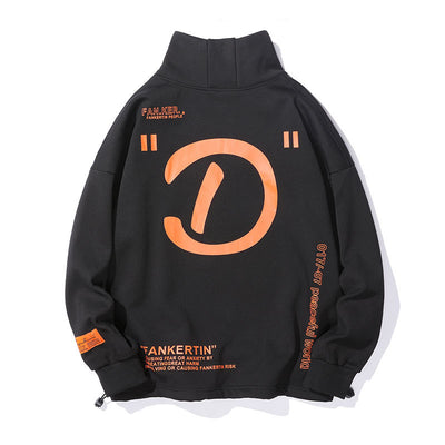 Sudadera Cuello Alto Holgada con Bordado