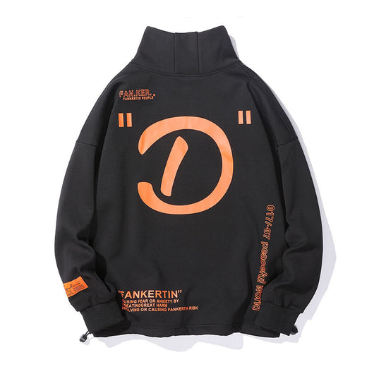 Sudadera Cuello Alto Holgada con Bordado