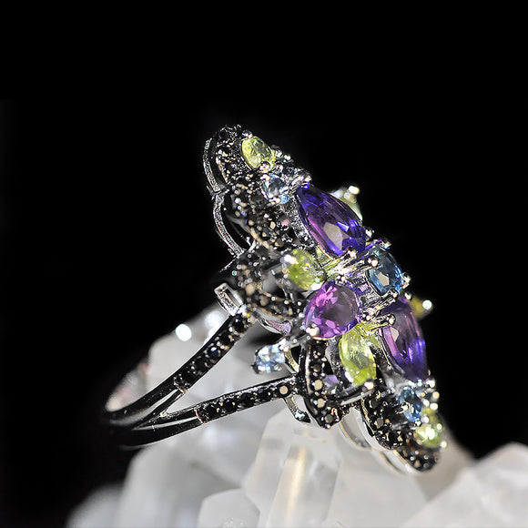 Anillo de Amatista con Incrustación Elegante para Mujer