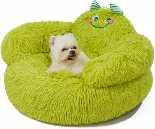 Cama Donut Acogedora para Perros y Gatos Pequeños - Diseño Suave con Borde Elevado