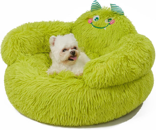 Cama Donut Acogedora para Perros y Gatos Pequeños - Diseño Suave con Borde Elevado