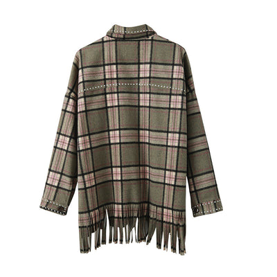 Chaqueta Camisa a Cuadros con Flecos - Image 9