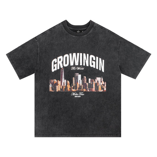 Playera Estampada Paisaje Urbano de Manga Corta para Hombre - Image 13