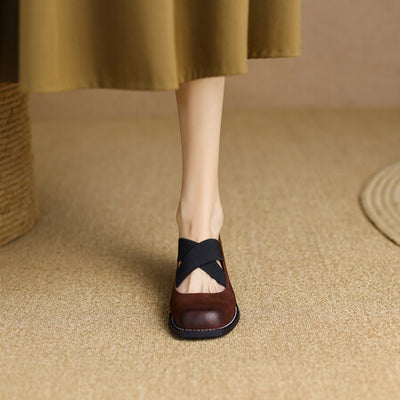 Zapatos Retro de Cuero Gamuza con Tacón Bajo y Elástico Ajustable - Image 16